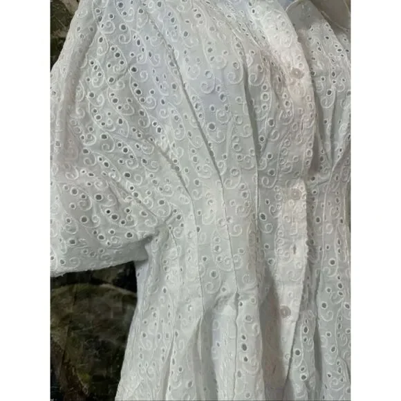 New Anthropologie The Tobie Eyelet Mini Shirt Dress by Exquise Size M - Picture 11 of 12